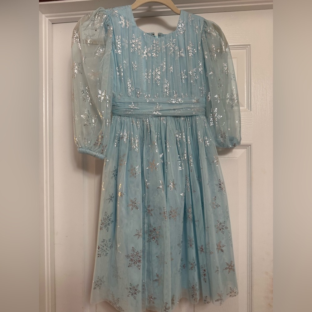 Ivy City Co, Snowflake dress. Blue and silver.